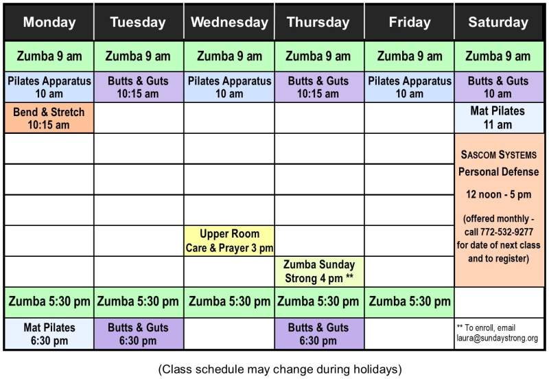 Class schedule for website 240918 new Sunday Strong cr